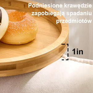 Drewniana tacka na podłokietnik sofy