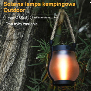 Lampa ogrodowa solarna z uchwytem z liny konopnej