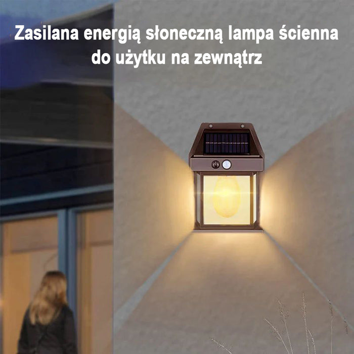 Solarny kinkiet wolframowy do użytku zewnętrznego