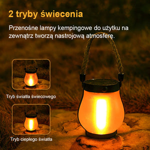 Lampa ogrodowa solarna z uchwytem z liny konopnej