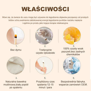 Świeca do uszu z naturalnego wosku pszczelego