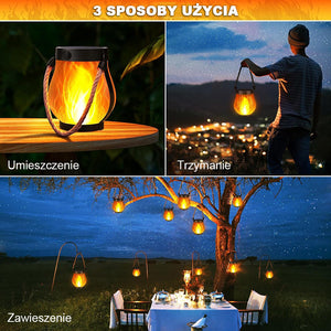 Lampa ogrodowa solarna z uchwytem z liny konopnej
