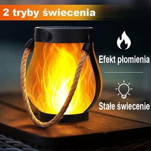 Lampa ogrodowa solarna z uchwytem z liny konopnej