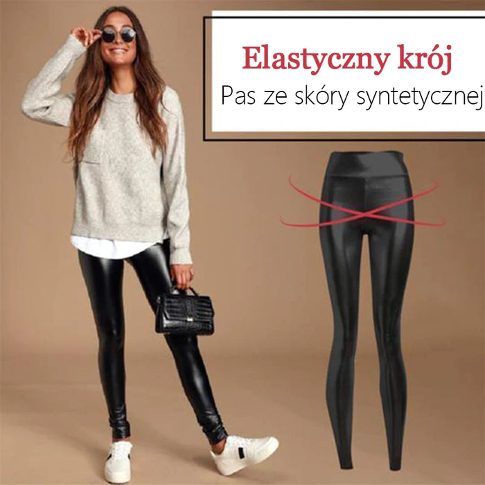 Legginsy ze sztucznej skóry ze stretchem