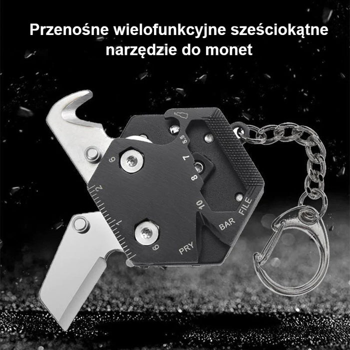 Wielofunkcyjny przenośny sześciokątny brelok na monety