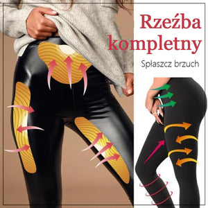 Legginsy ze sztucznej skóry ze stretchem