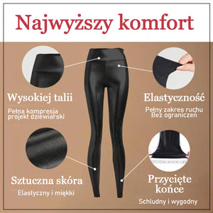 Legginsy ze sztucznej skóry ze stretchem